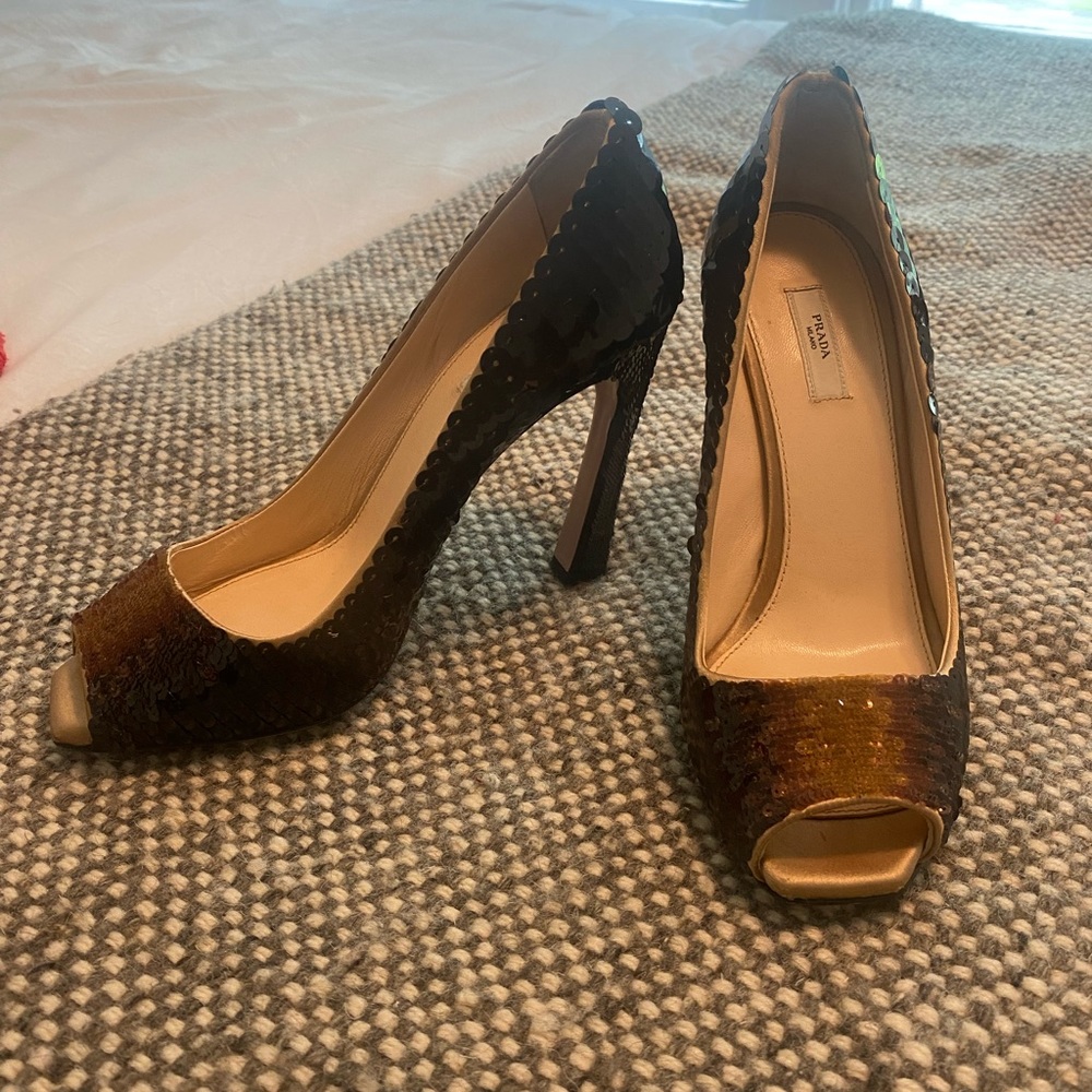 Prada sequined shoes. Size 36.5. 6 and a half.